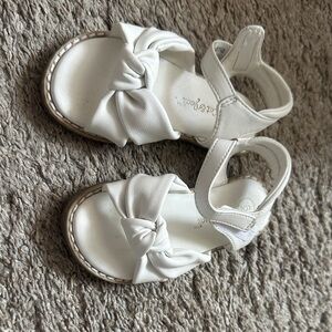 Girls White Knot Strap Sandals - Kids Shoes size 6